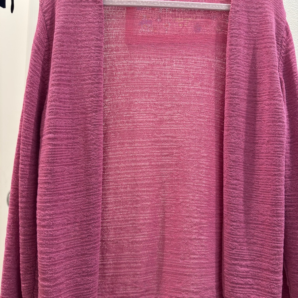 Pink Ribbed Knit Cardigan Sweater
